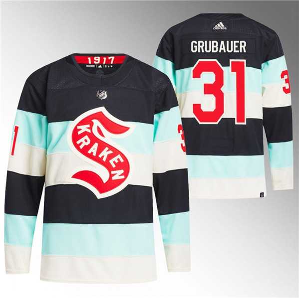 Mens Seattle Kraken #31 Philipp Grubauer Deep Sea Blue 2024 Winter Classic Primegreen Stitched Jersey Dzhi->->NHL Jersey
